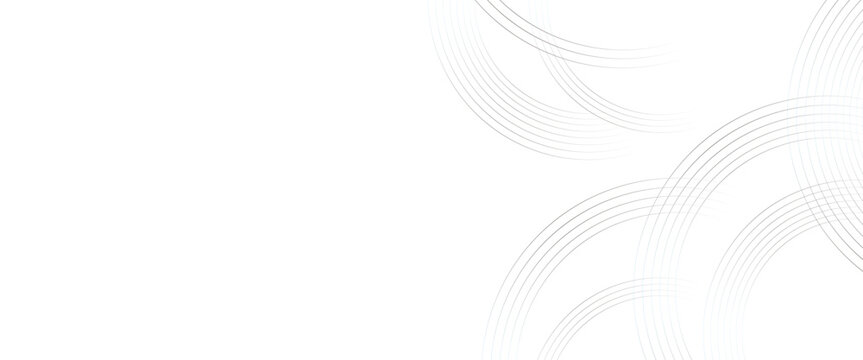 Abstract white background with intersecting thin gray concentric arcs and circles