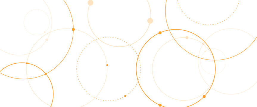 Abstract interconnected circles and dots on white background line