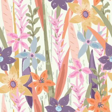 Rustic herbarium art seamless pattern