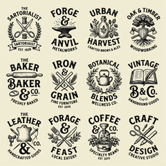 Fototapeta premium Rustic hand drawn business logos