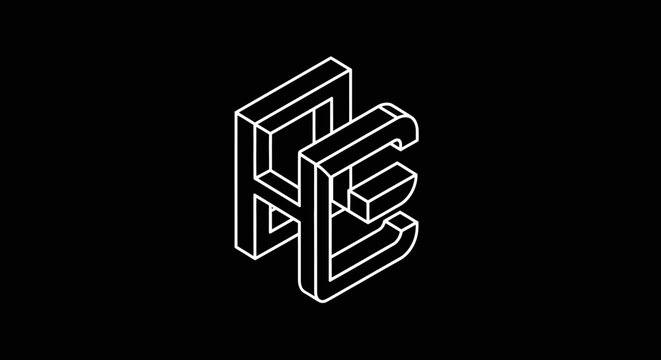 Isometric ae letters design on black background for modern graphic purposes