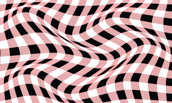 simple black red gingham plaid wave pattern vector design.