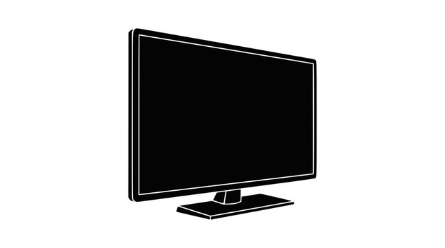 Angled computer monitor screen icon on black background.