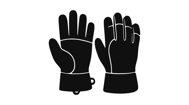 Black minimalist icon of heavy duty winter work gloves