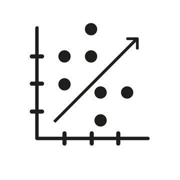 Scatter Plot with Linear Regression Trend Line Vector Icon Business Data Science Statistics Analytics Chart Mathematical Coordinate Axis Graphic Diagram Symbol