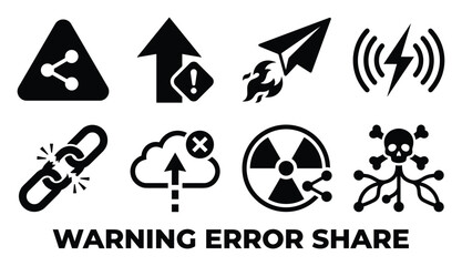 Fototapeta premium Warning error share collection vector set. outline style and filled style icons. flat vector illustration isolated on white background.