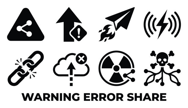 Warning error share collection vector set. outline style and filled style icons. flat vector illustration isolated on white background.