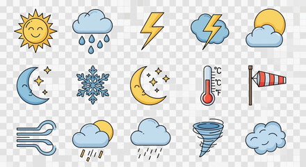 Obraz premium Weather Forecast Icon Set Collection.