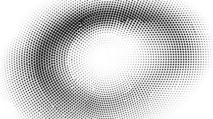 Halftone radial gradient background, black and white circular dot pattern, abstract halftone swirl texture, vector eps illustration for graphic design © Abdul
