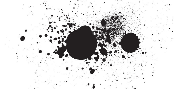 Vector grunge texture. Black and white grunge texture in the form of splashes on paper or a white background. Black and white painting with a white background with a black splotch pattern.