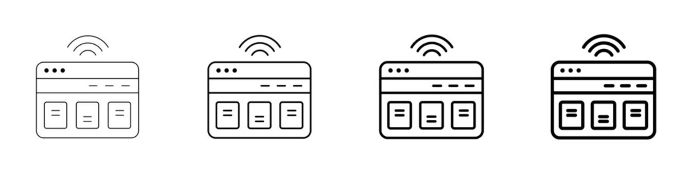 Website Browser Layout Domain Network and Online Platform Line Art Icon Vector Illustration