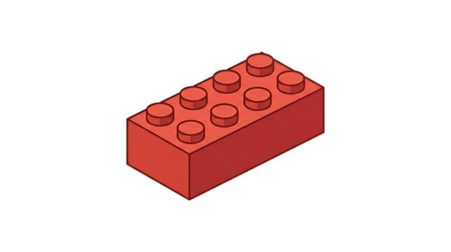 Clego brick vector red building block in isometric view