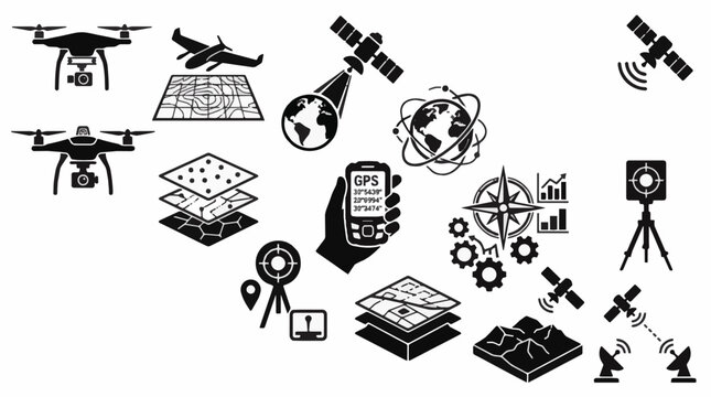 Drone Mapping Aerial Survey Technology Icons