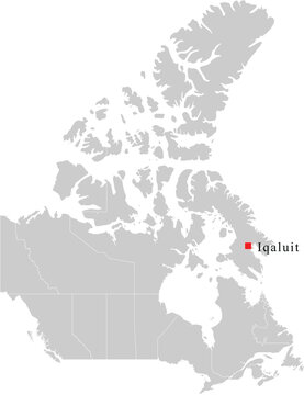 Iqaluit City Location in Nunavut Canada Map Illustration