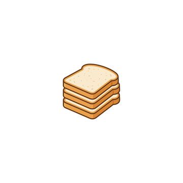 Stack of White Bread Slices Illustration, Bakery Food Toast Bread Vector Icon