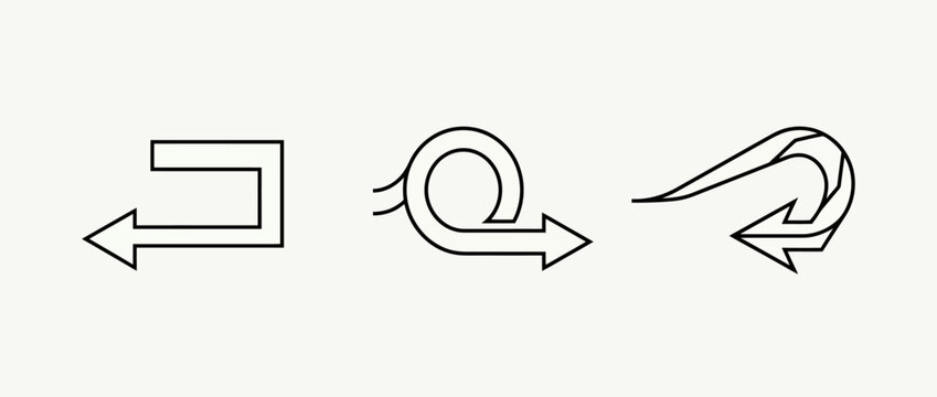 Three simple line art icons representing navigation history and undo actions