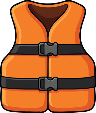 Orange life vest illustration with black straps and buckles on transparent background lifejacket lifevest buoyancy safety rescue yellow vibrant vector
