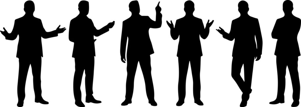 Set of business people silhouettes in different poses  vector illustration