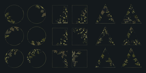Geometric shapes with camouflage pattern on a dark background © Sabuj