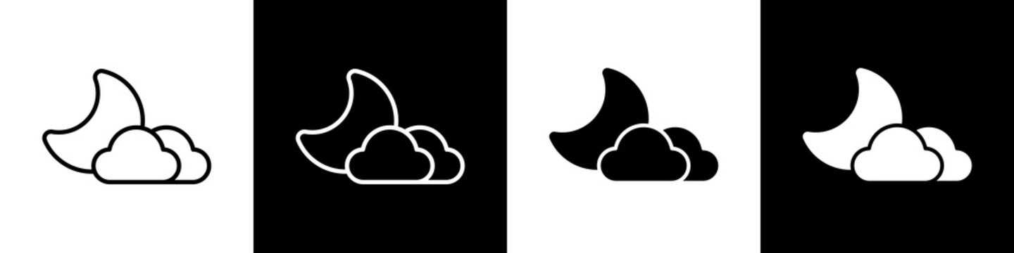 Half moon  black and white icon design concept