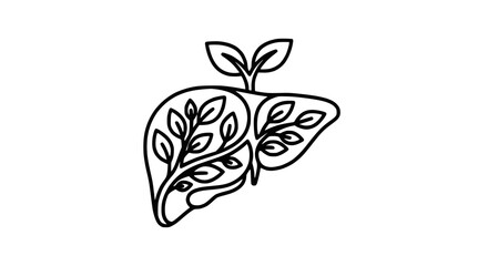 Fototapeta premium Healthy Liver Icon with Growing Leaves - Organic Health and Wellness Concept