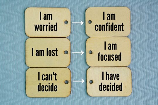 Two different ways of thinking I am worried &rarr; I am confident,
I am lost &rarr; I am focused, I can't decide &rarr; I have decided. the concept of Fixed Mindset to Growth Mindset