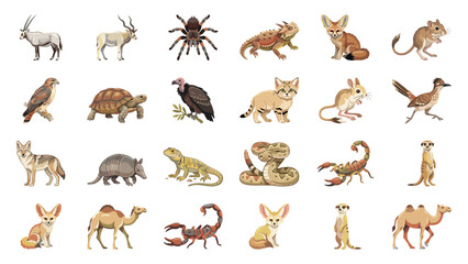 Obraz premium Desert Animals Collection Diverse Wildlife Illustrations