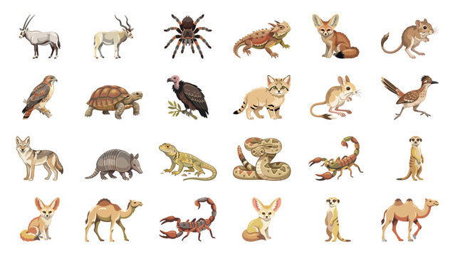 Desert Animals Collection Diverse Wildlife Illustrations