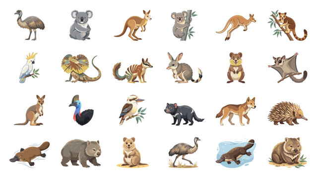 Collection of Australian Animals Illustrations for Educational Usage