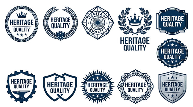 Heritage quality certification badges premium labels and emblem collection