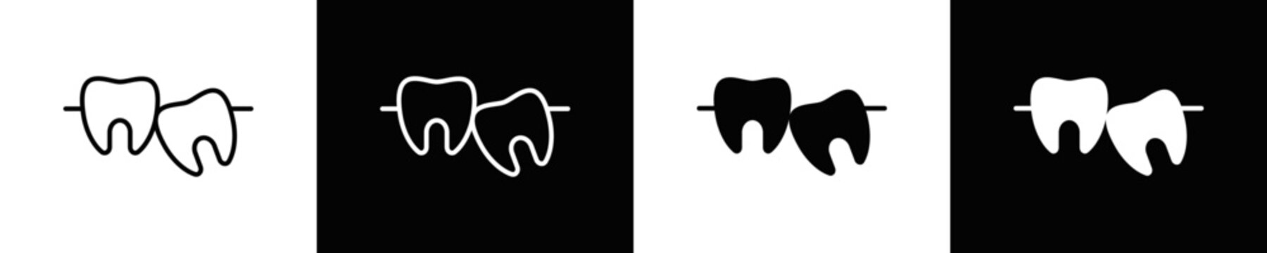 Wisdom Tooth Icon Set White And Black Background Style