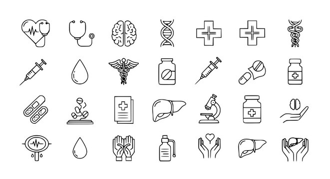 Medical Icons Set: Health, Science, and Healthcare Symbols Collection