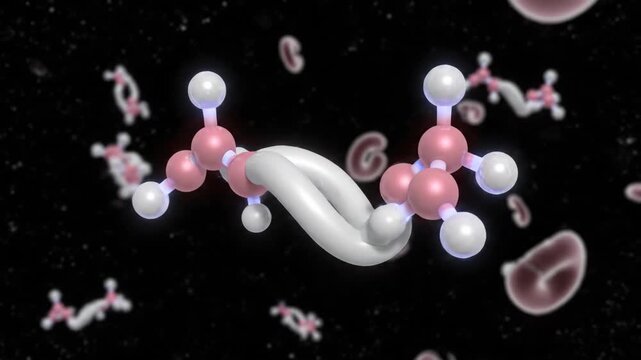 3D Animated Insulin Molecule Rotation in Dark Space