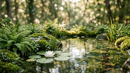 Fototapeta premium Zen garden serene pond lily
