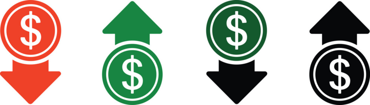 Dollar Direction Icons for Financial Trends