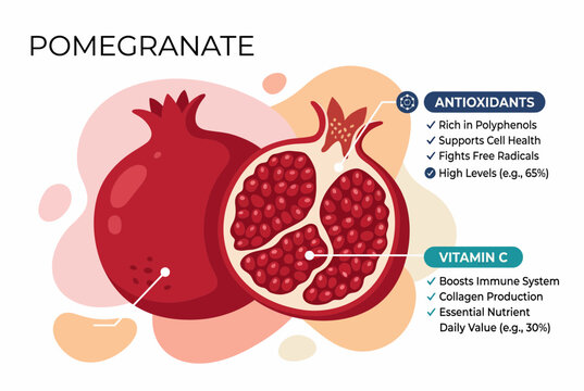 Pomegranate Nutritional Benefits and Health Facts Infographic
