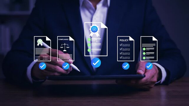 AI compliance certification workflow with enterprise governance automation, intelligent policy validation, digital audit verification, regulatory approval management, and responsible AI oversight