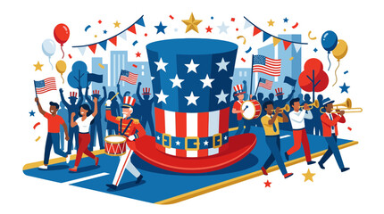 USA Independence Day Parade Celebration with Uncle Sam Hat © joki