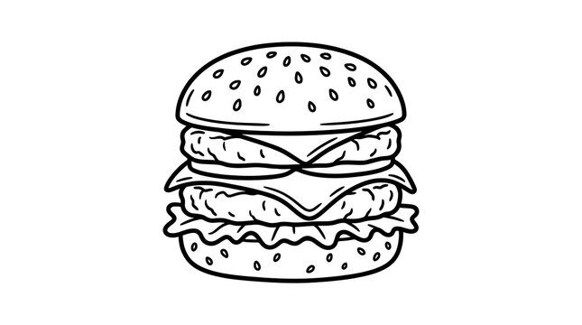 Double Cheeseburger Outline Illustration photo image
