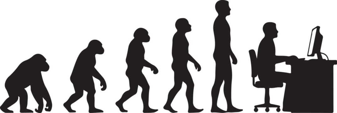 evolution of man to office worker vector illustration, Generative Ai