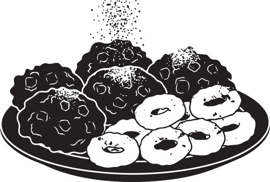 donuts and oreo cookies platter vector illustration, Generative Ai