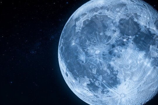 Close-Up of Full Moon in Starry Night Sky