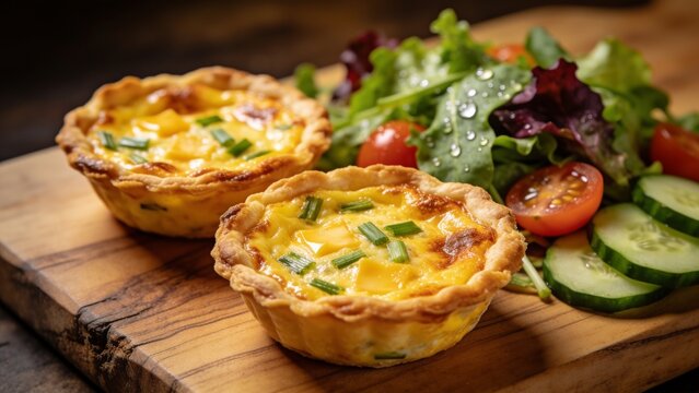 Fresh breakfast platter with omelette tarts and garden salad
