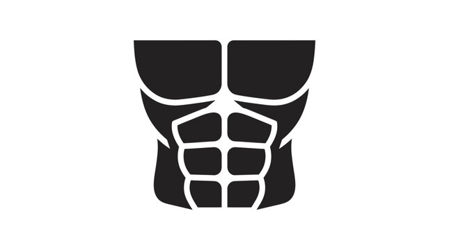 Black icon of muscular male torso with abdominal muscles