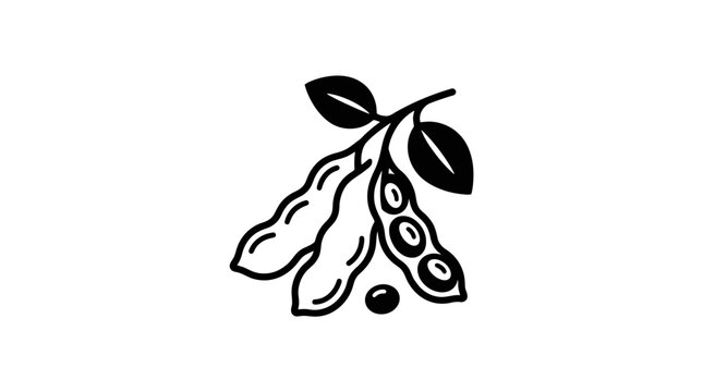Black silhouette of a soybean plant.