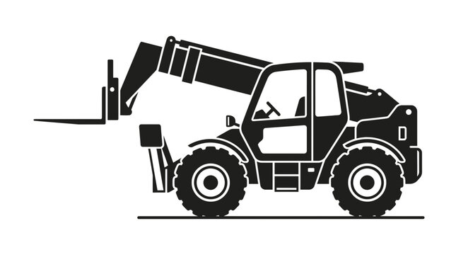 Black silhouette of a telescopic handler industrial vehicle.