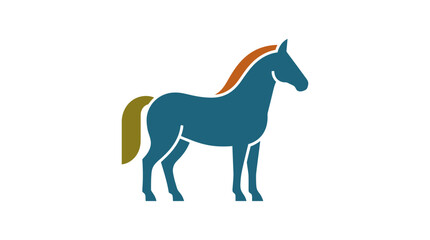Blue horse vector icon with yellow mane and tail. © klx