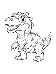 Cute cartoon tyrannosaurus rex dinosaur coloring page for kids © MdEanur