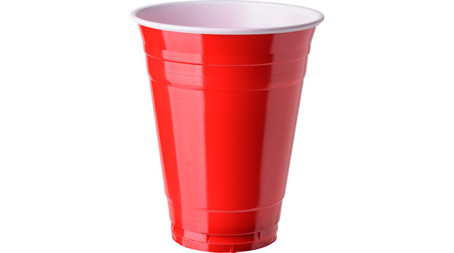 disposable red plastic party cups PNG on Transparent background