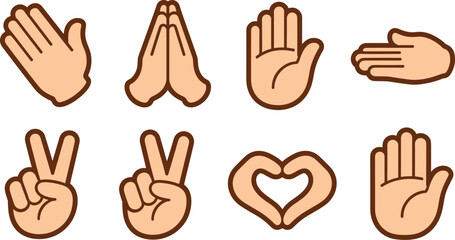 Fototapeta premium Hand Gesture Emoji Icons Collection Set